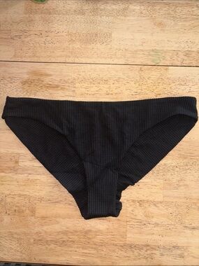 aerie Black Textured Bikini Bottoms